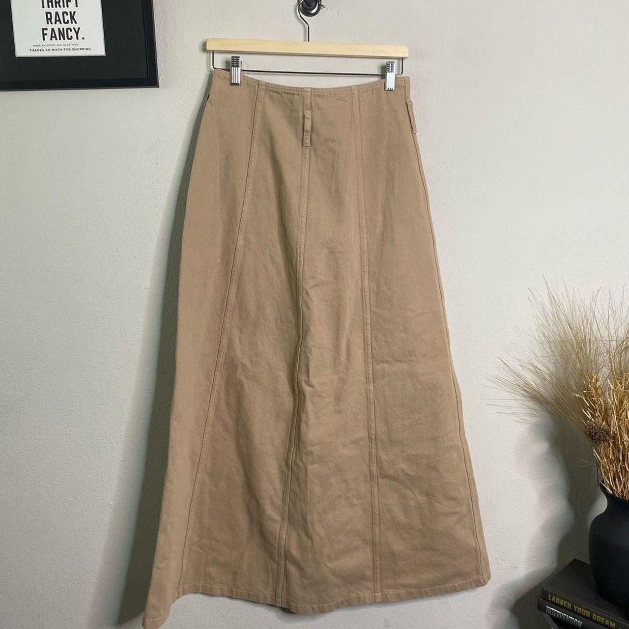 Nanushka long, button up khaki denim maxi skirt.... - Depop