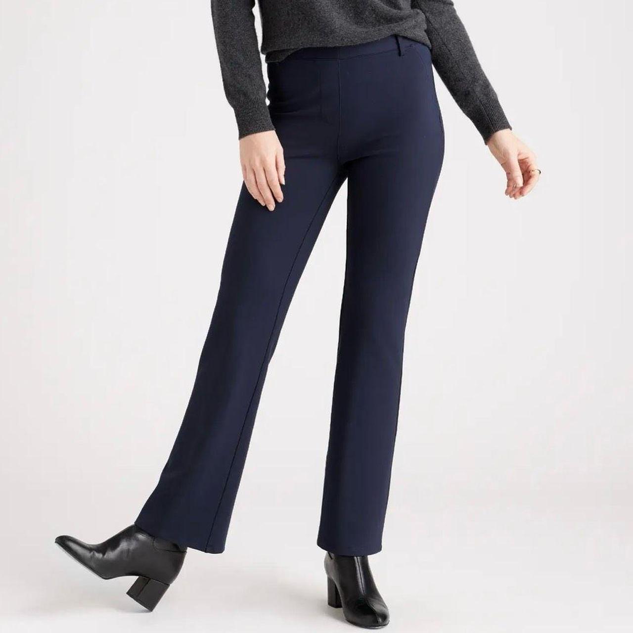 Quince Ultra-Stretch Ponte Straight Leg Pant in Navy - Depop