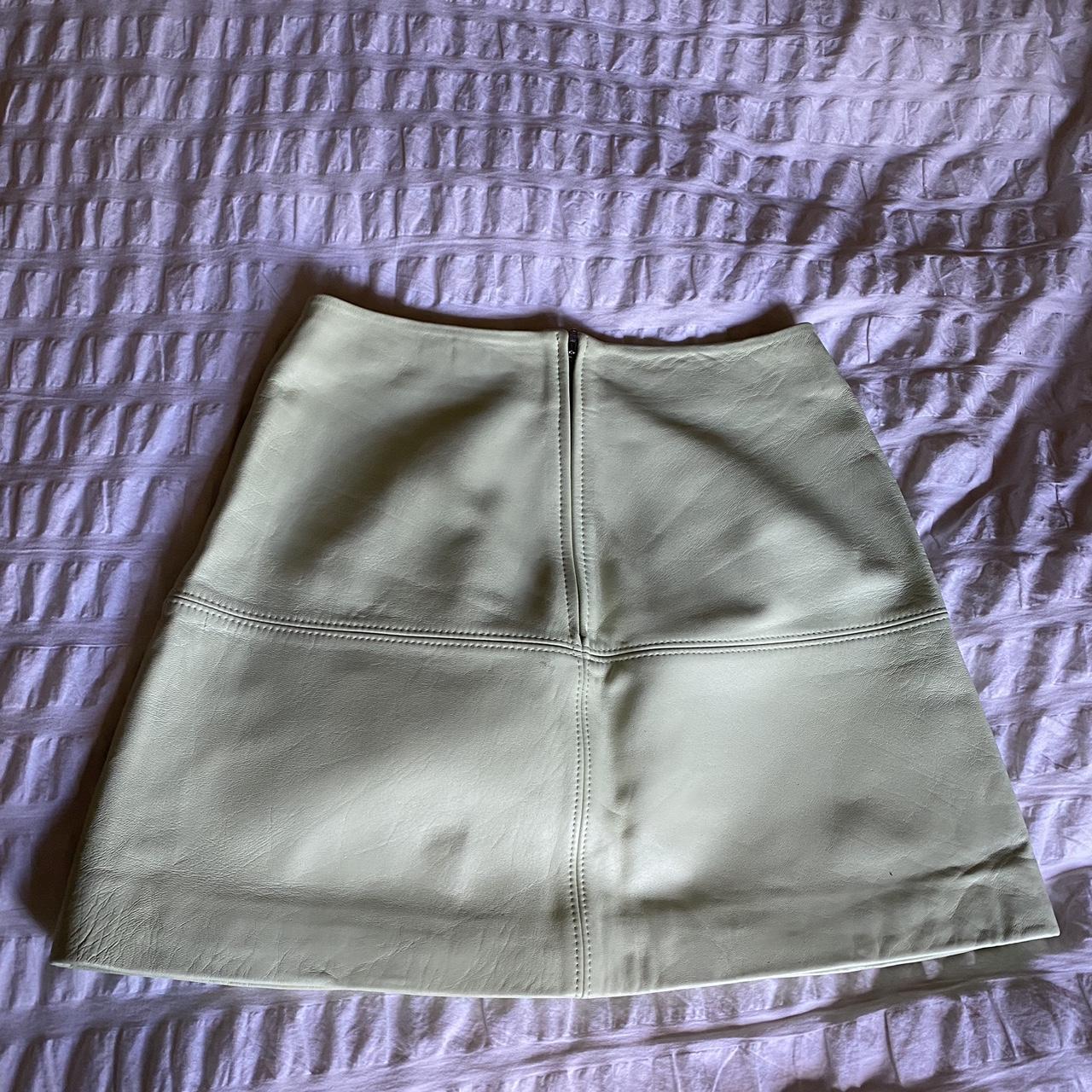 Kookai Leather Skirt Lime Green Size 40 Perfect... - Depop