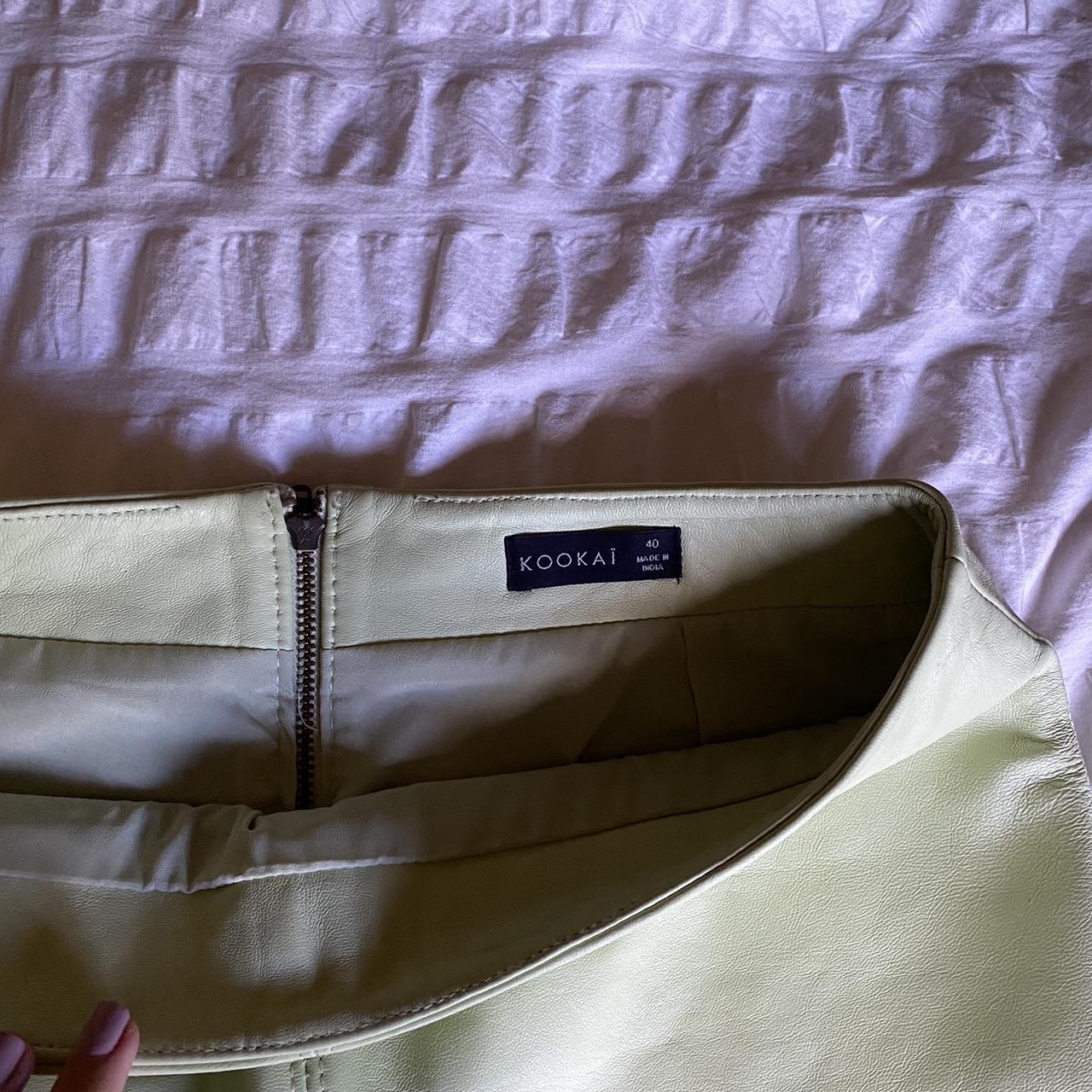 Kookai Leather Skirt Lime Green Size 40 Perfect... Depop