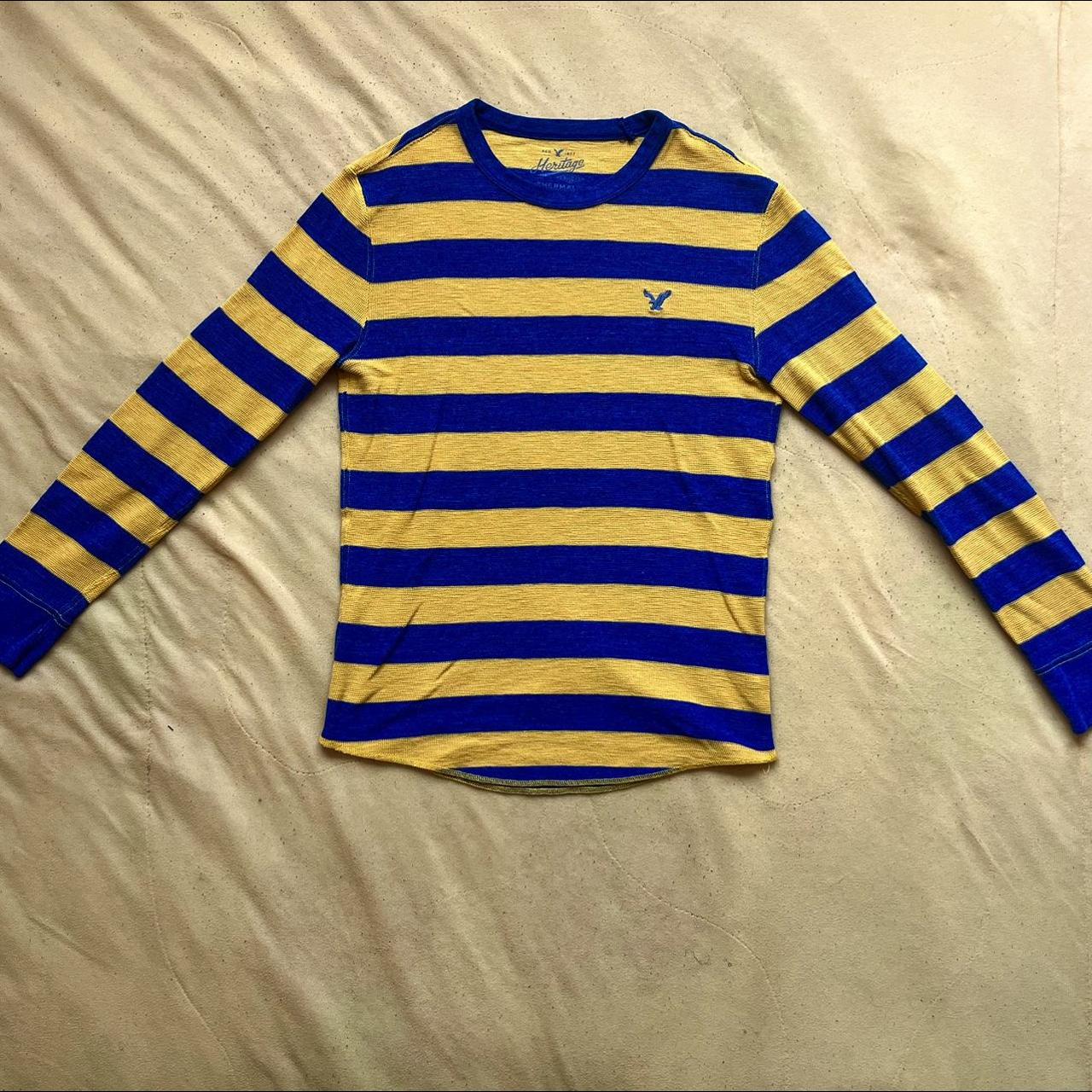 Thermal, knit striped tee. Very slim fitting and... Depop