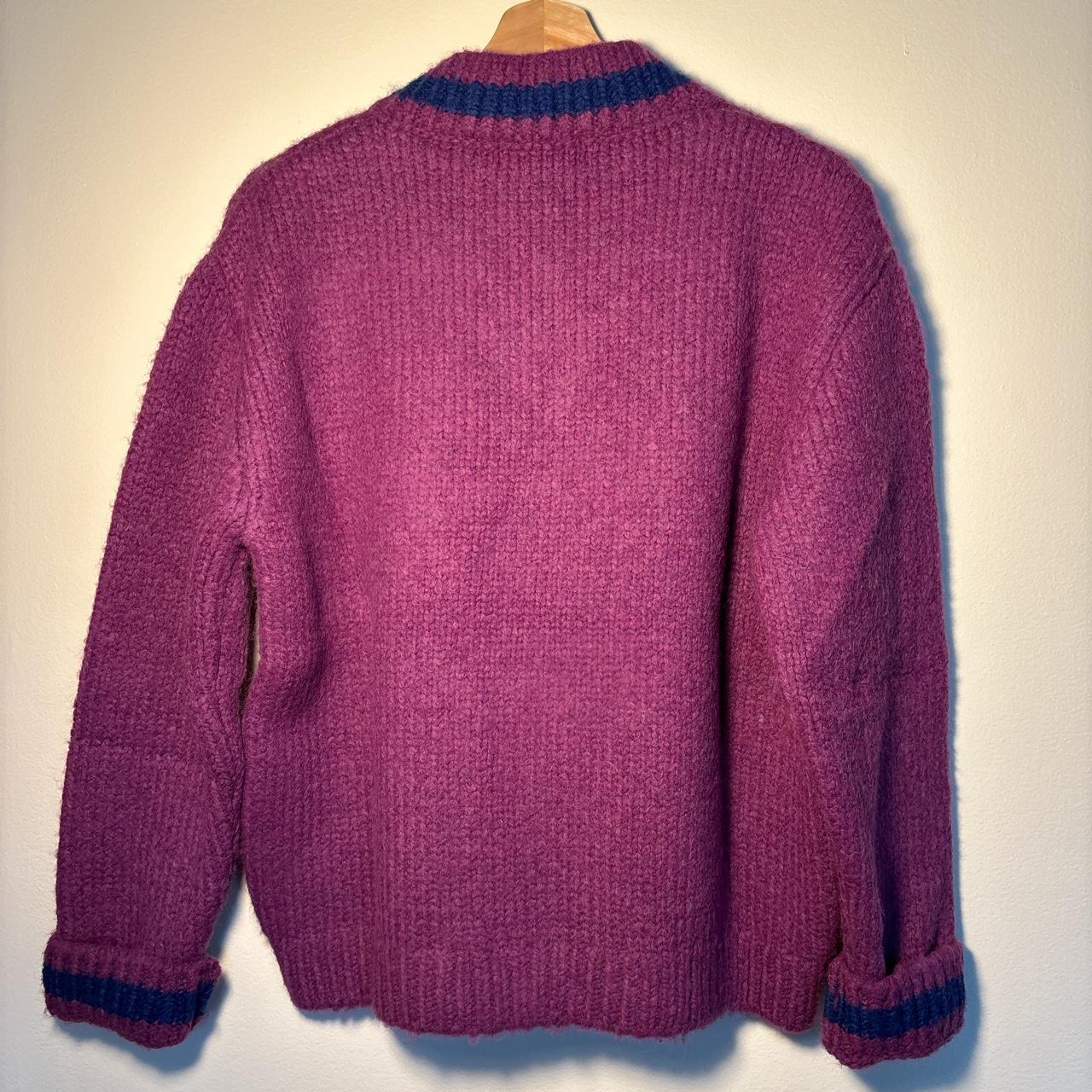 Purple/red, velvet, knit H&M jumper/sweatshirt - Depop