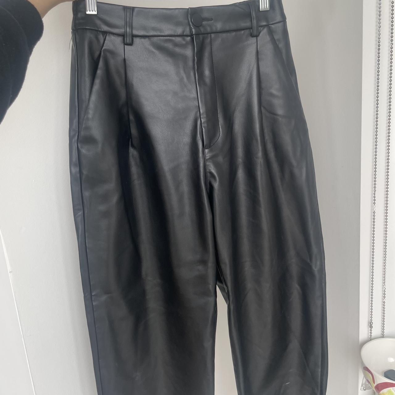 Zara black faux leather paper bag pants!