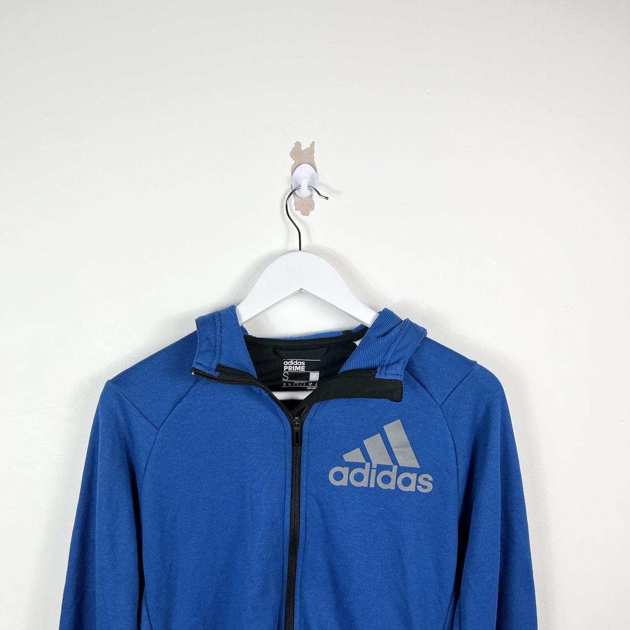 Blue and black adidas gym wear hoodie size men’s... Depop