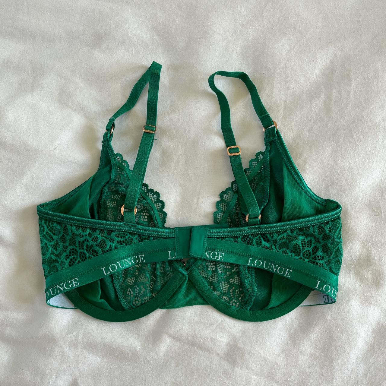 Lounge underwear set. Emerald green satin silk mesh - Depop