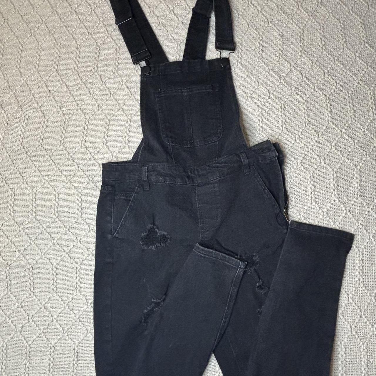 Black Overalls Ripped Skinny Jeans Medium Depop