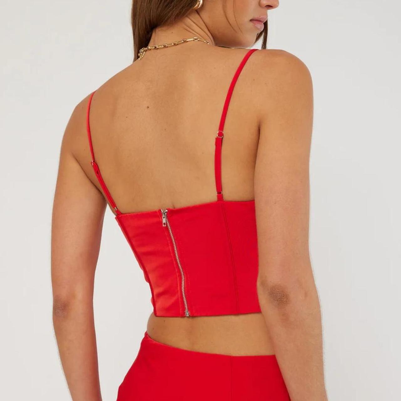 Perfect Stranger Cowl Neck Corset Top Red