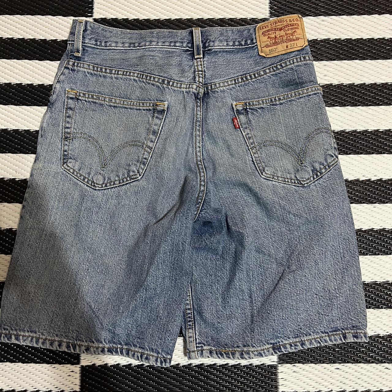 Levi’s 550 jorts patch on back blue jorts 32 waist... - Depop