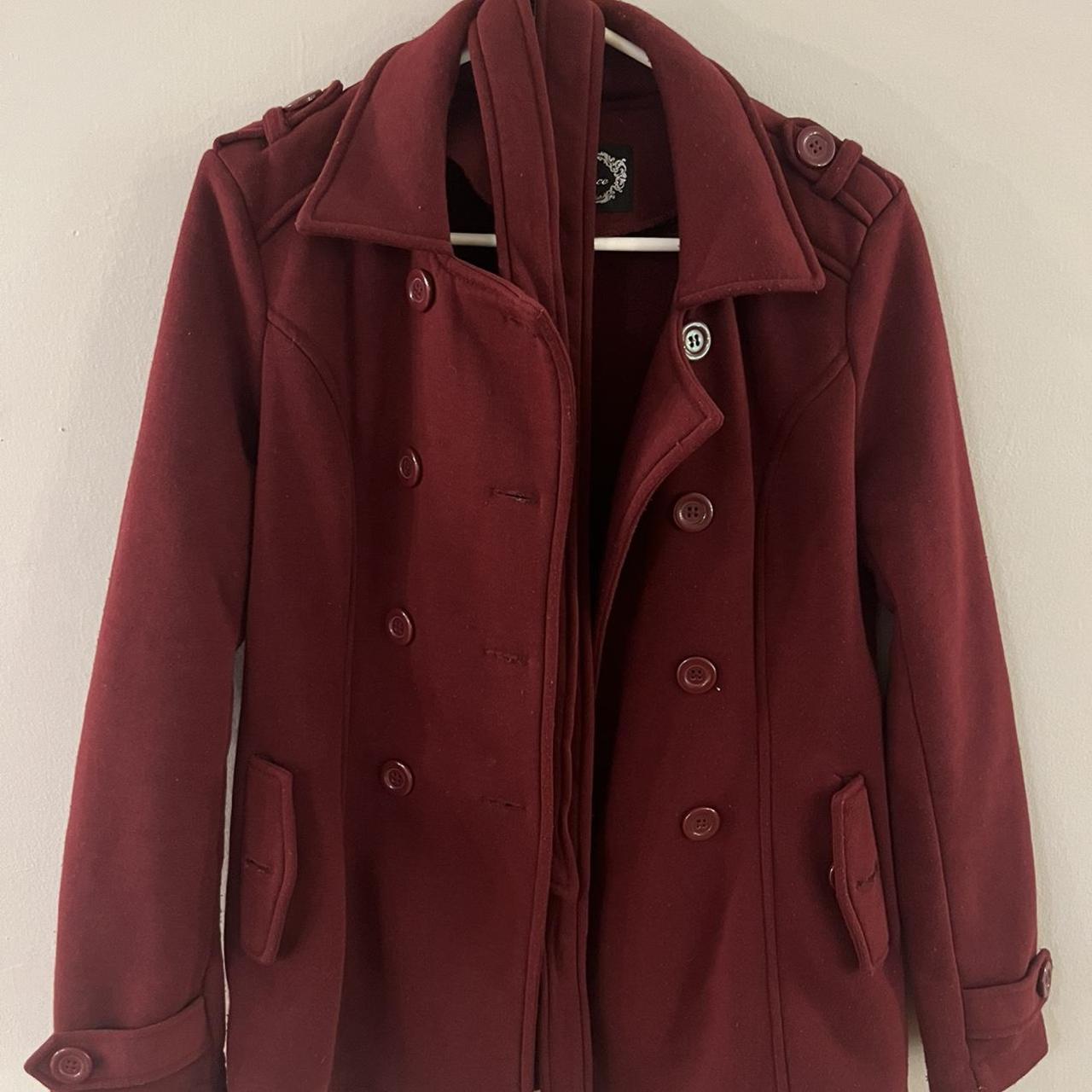 Women's Burgundy Coat | Depop