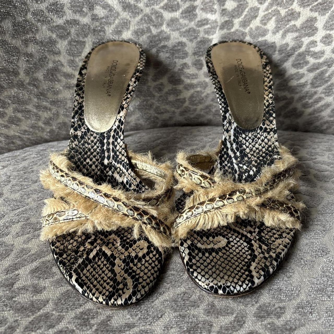 Dolce Gabbana snakeskin slip on sandals. The Depop