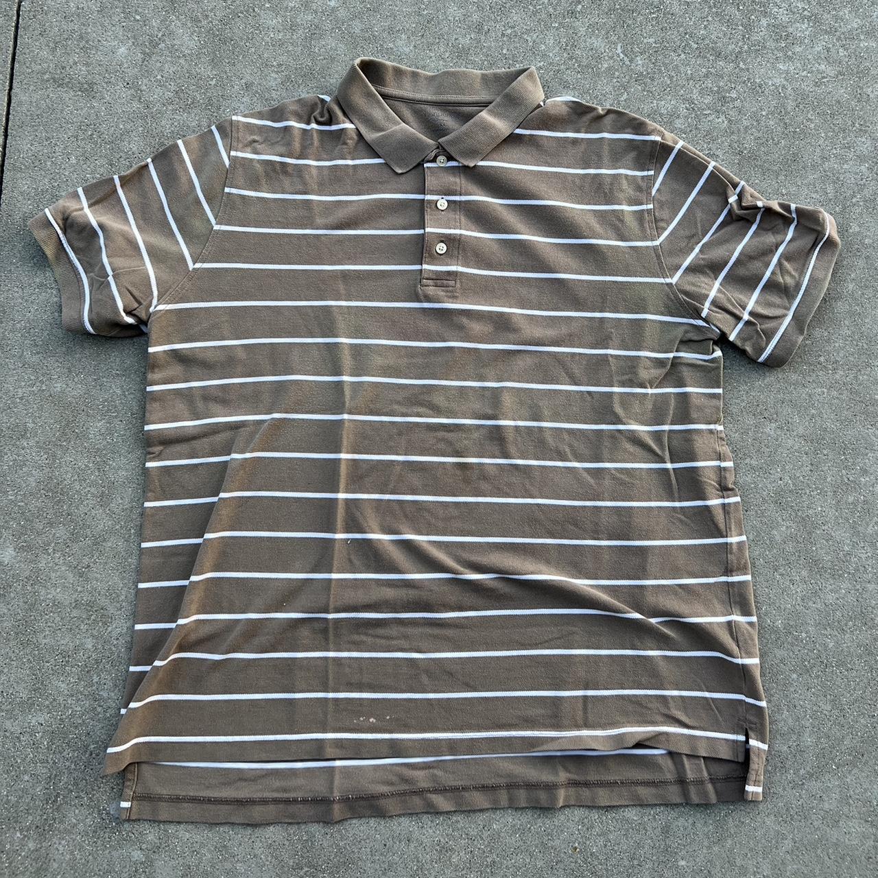 Grandpa type brown and white striped shirt... - Depop