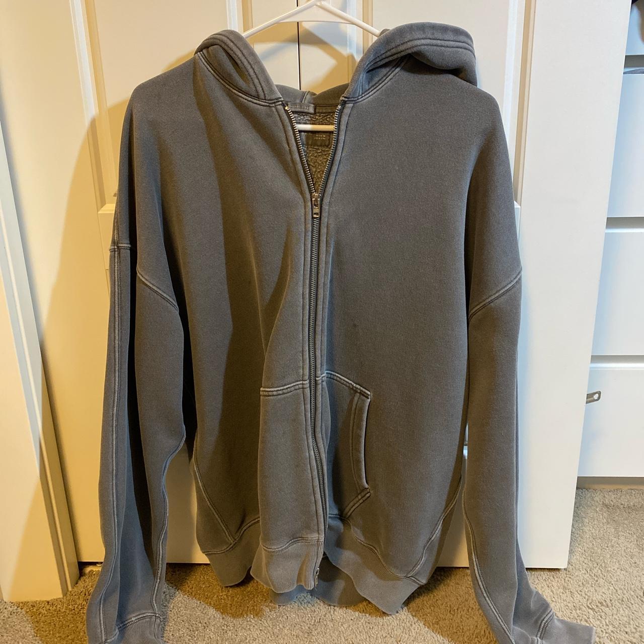 Abercrombie & Fitch Men's Grey and Black Hoodie Depop