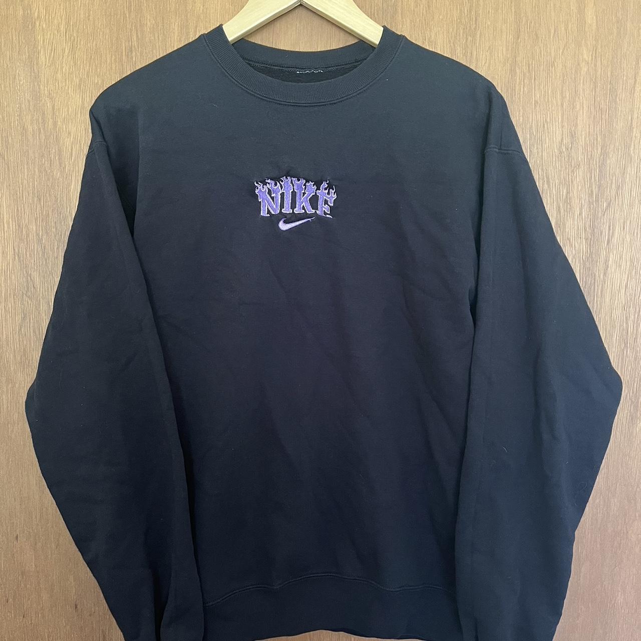 Custom nike flames crewneck. This crewneck is a size... - Depop