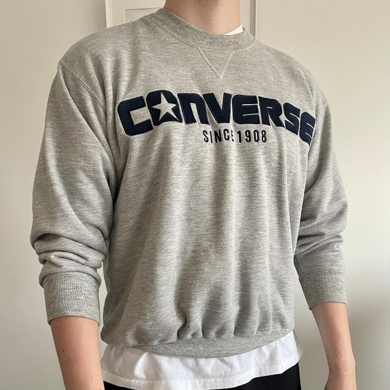 Grey Converse Sweatshirt Condition: 7/10, Depop