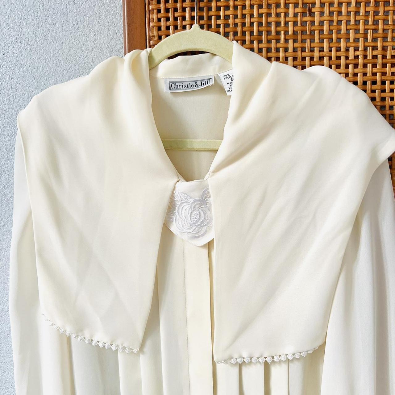 Vintage Oversized Pilgrim Collar Blouse, 90s ivory...