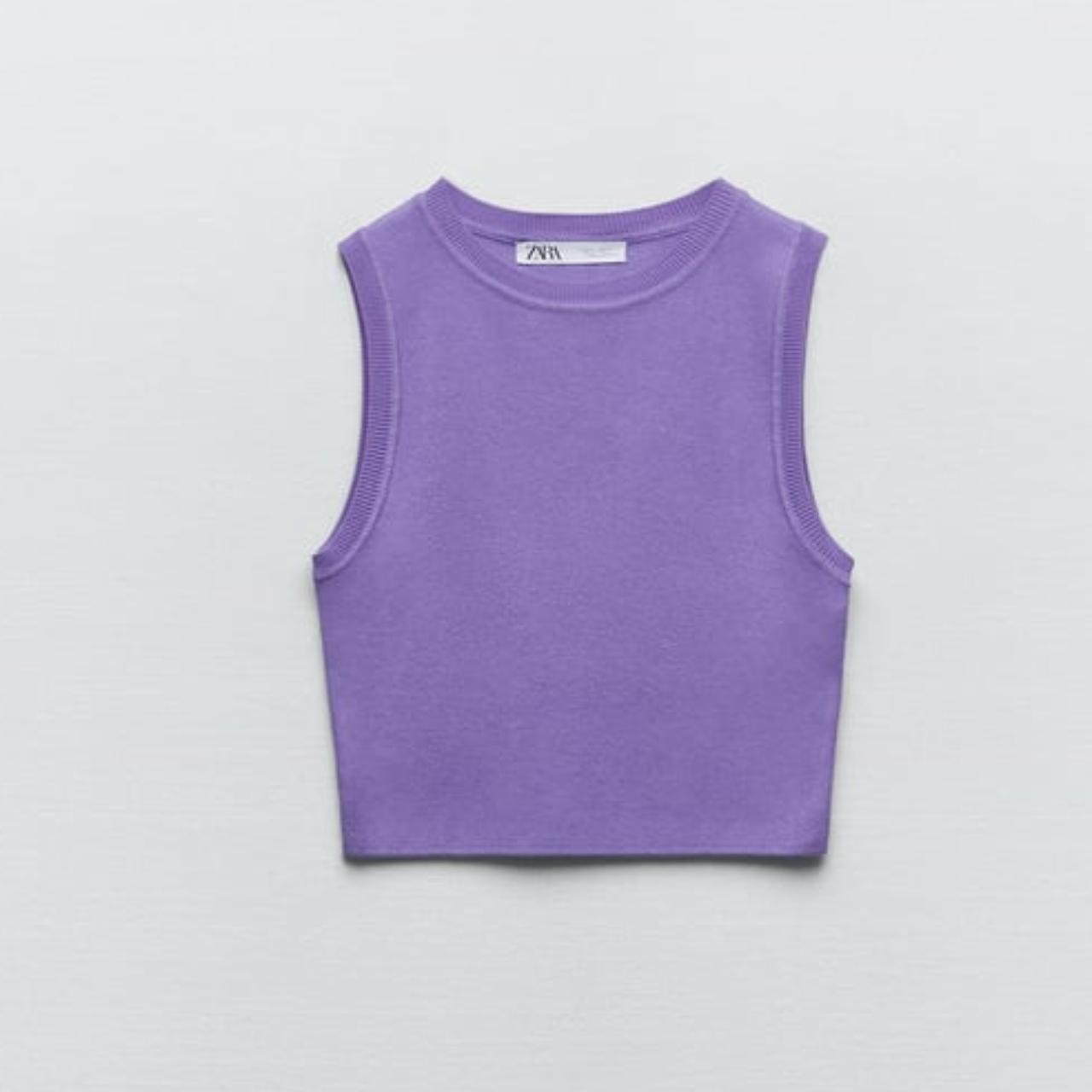 Zara lilac purple coloured basic cropped top. Size... Depop