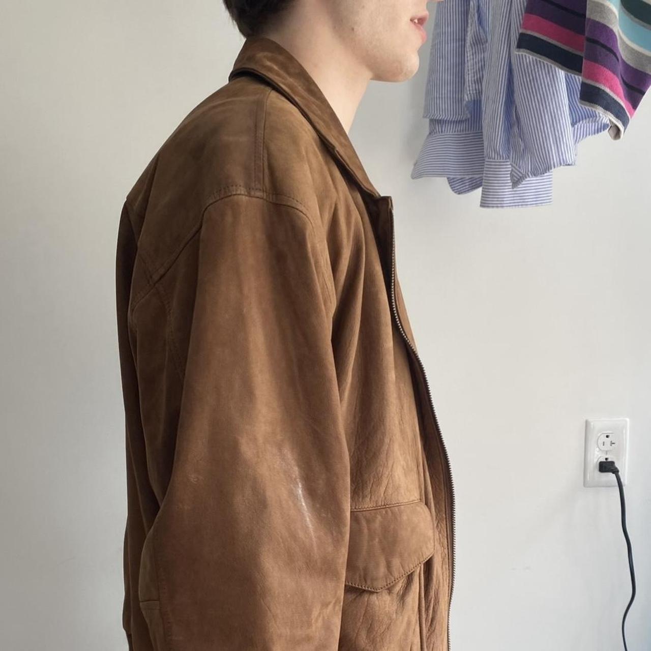 Vintage Leather Jacket Model is 6' 140lbs - Depop