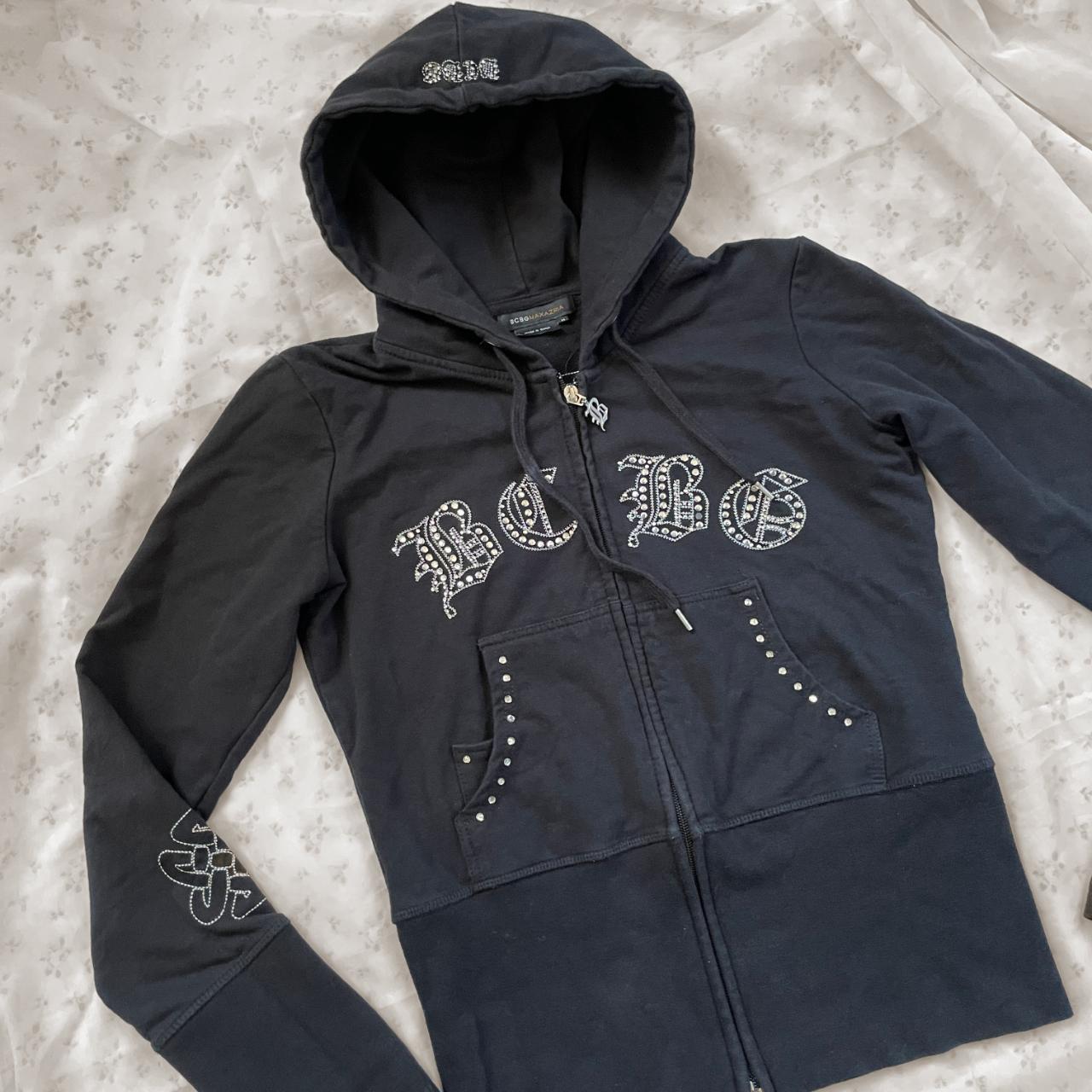 Mcbling cyber y2k grunge rhinestone BCBG hoodie... - Depop