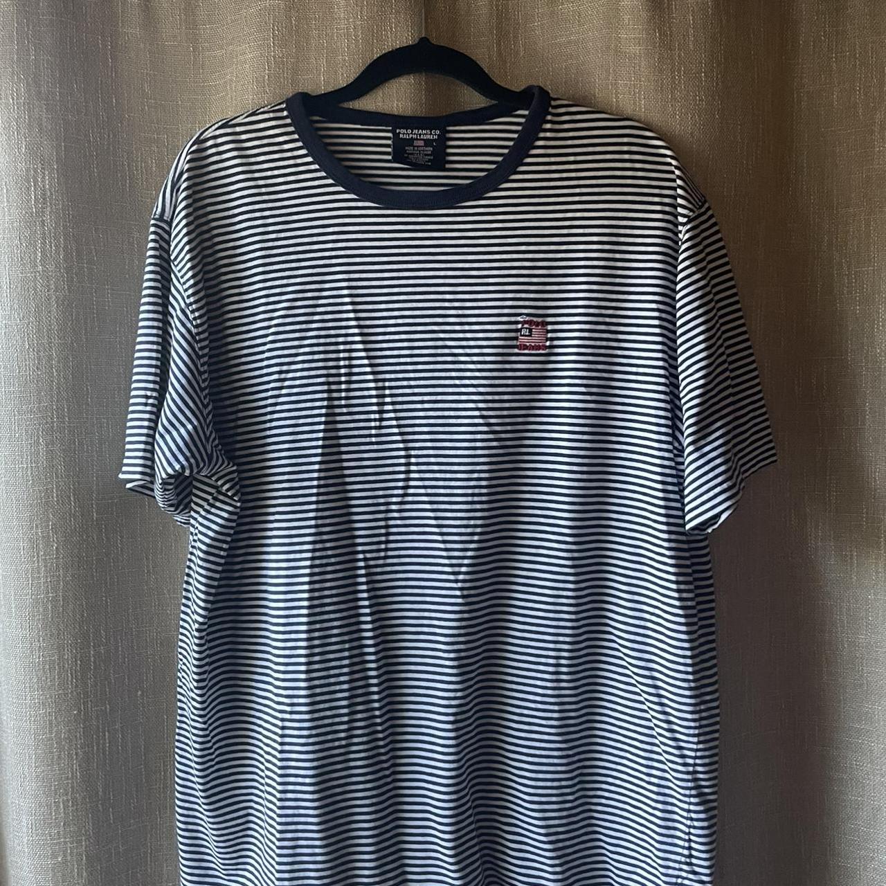 Ralph Lauren striped tshirt. Large - Depop