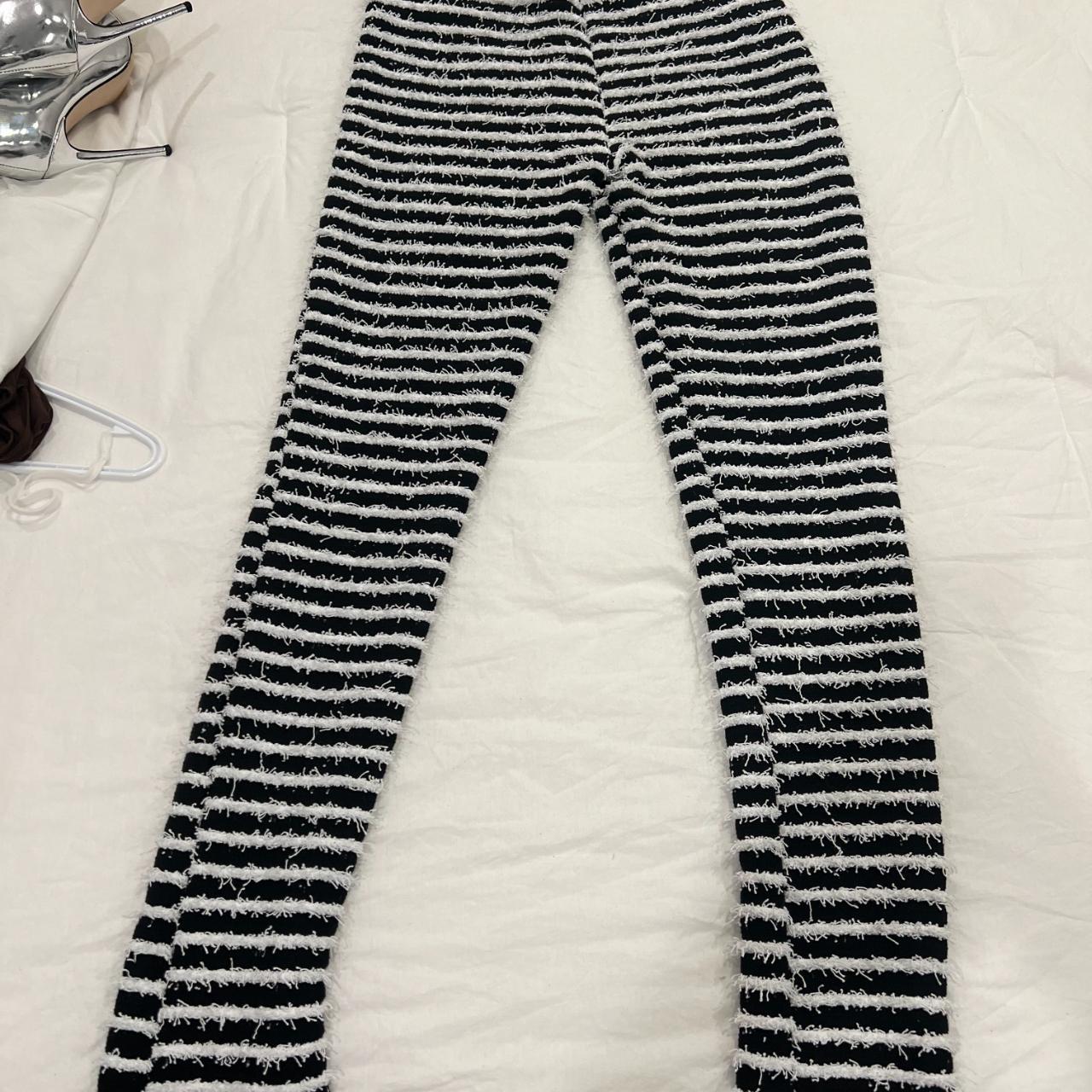 Fuzzy Black and White Pants - Depop