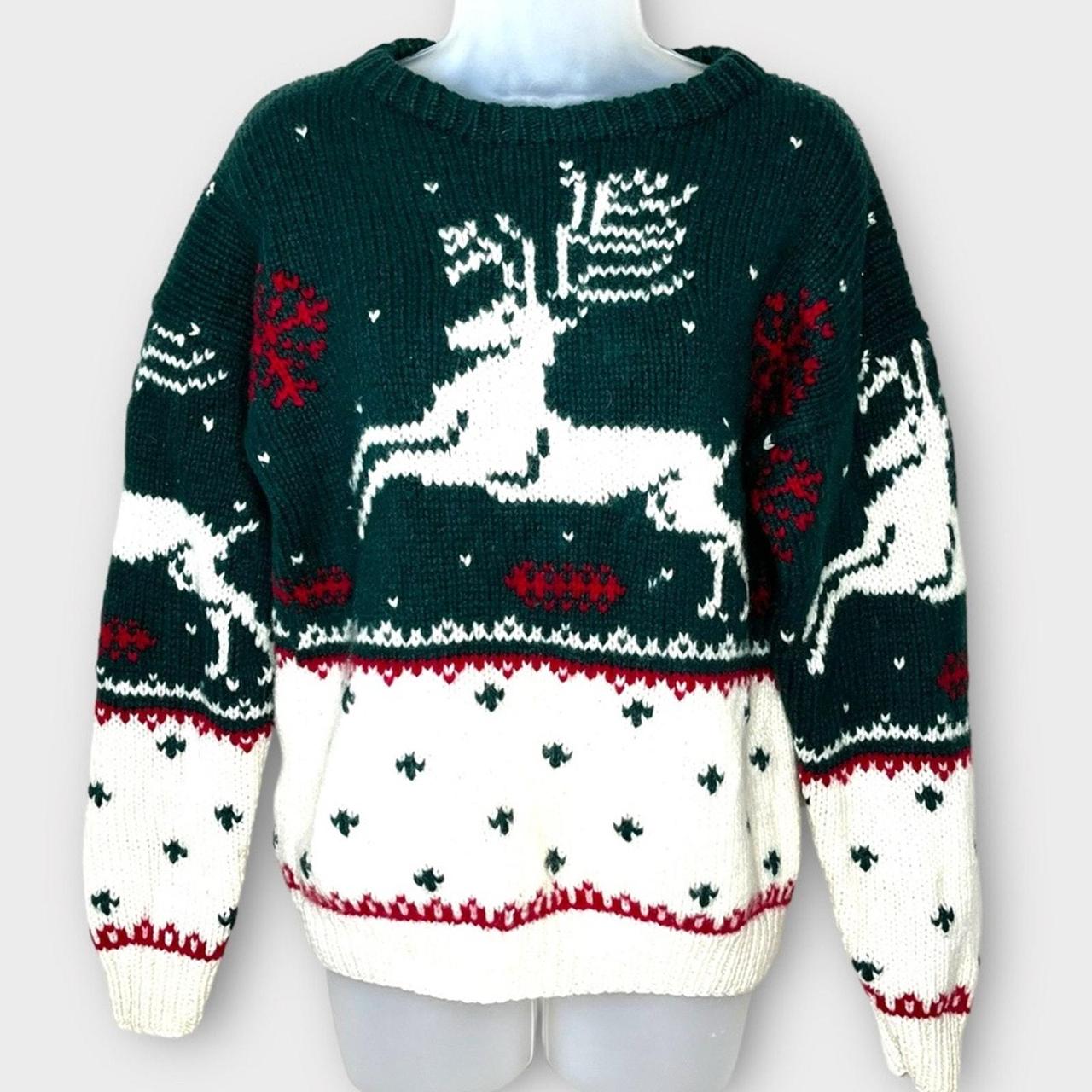 Vintage men’s Eddie 2024 Bauer Nordic reindeer Christmas ski sweater L