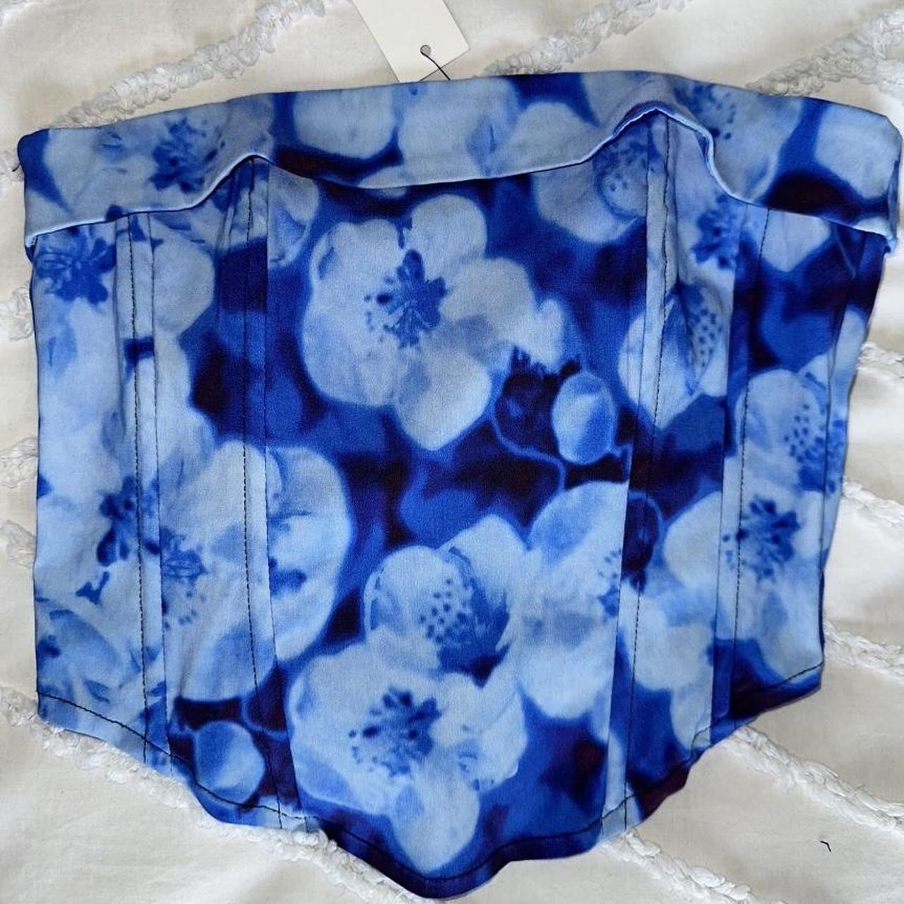 Glassons Flower Corset Top Blue Size 6 Brand New... Depop
