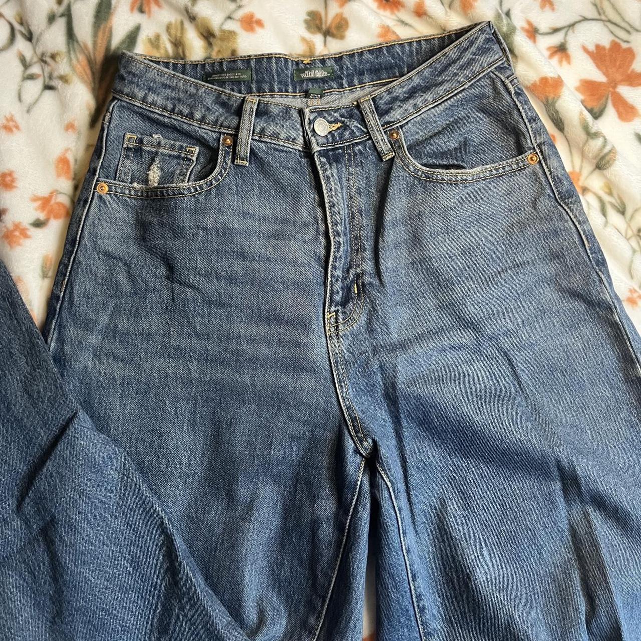 wild fable baggy jean ripped knees size... - Depop