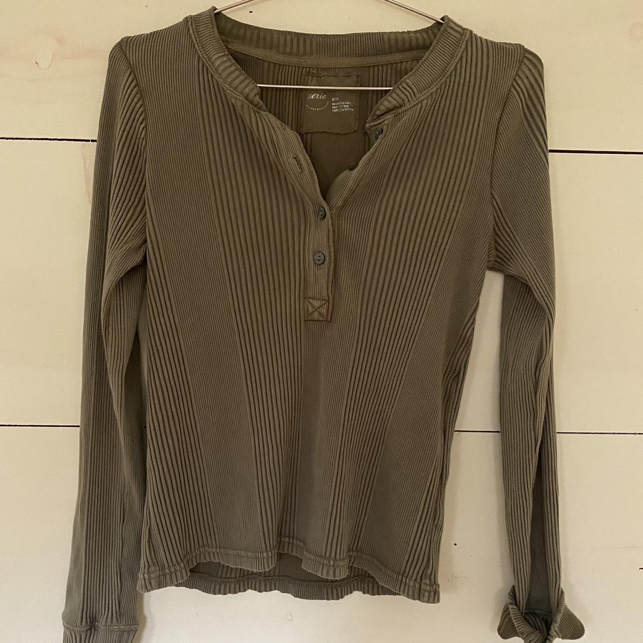 Aerie Rib Knit Button Top - Depop