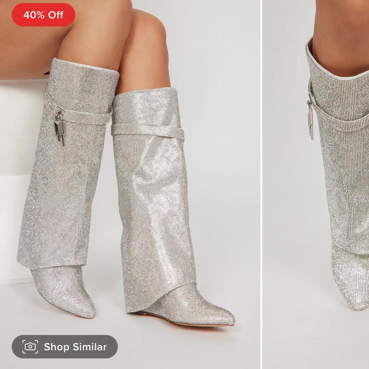 Fashion nova hot sale silver boots