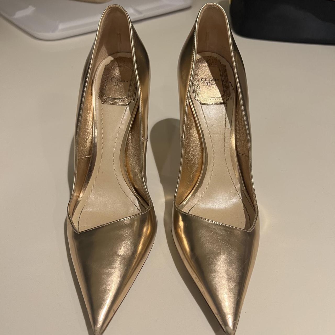 Christian Louis Vuitton gold stiletto heels They - Depop