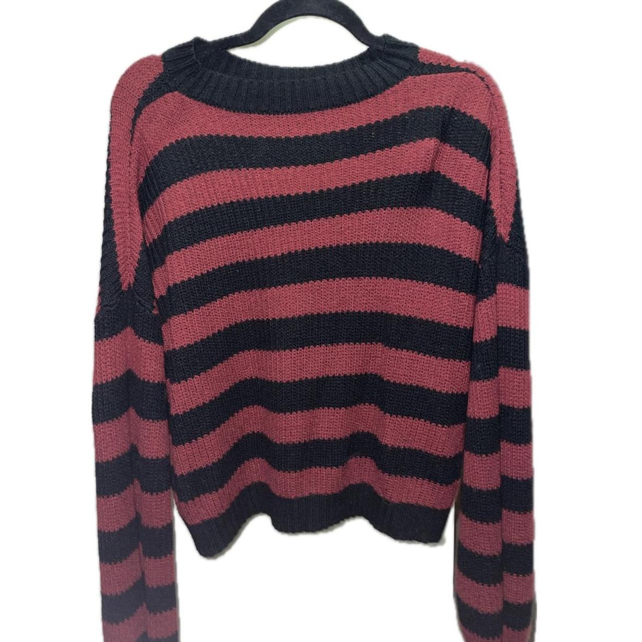red and black stripped cropped sweater #grunge... - Depop