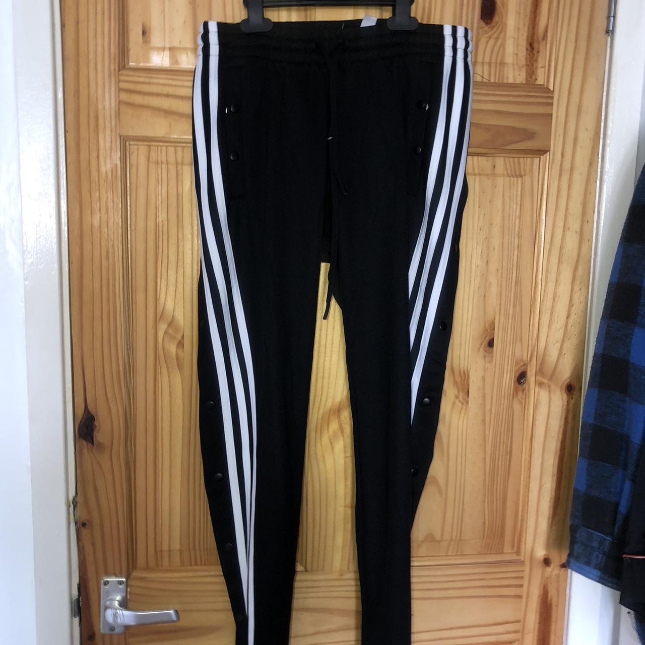 Adidas tracksuit bottoms side poppers Worn once,... - Depop