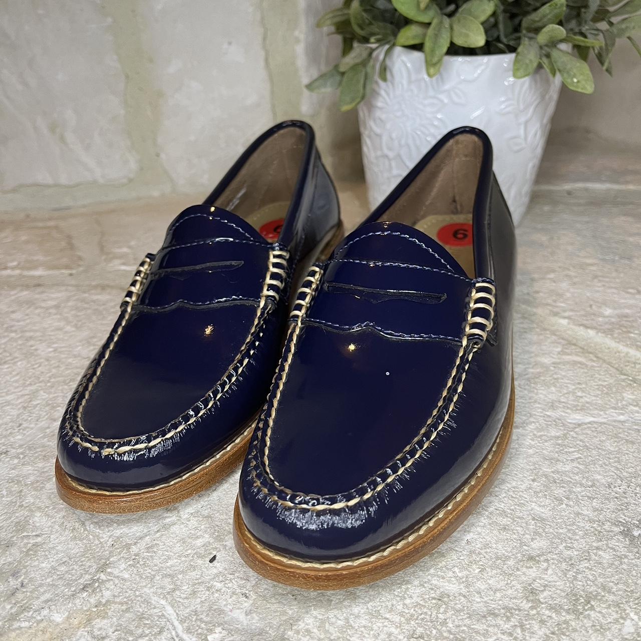 G.H. Bass Weejuns Navy Blue Patent leather Penny. Depop