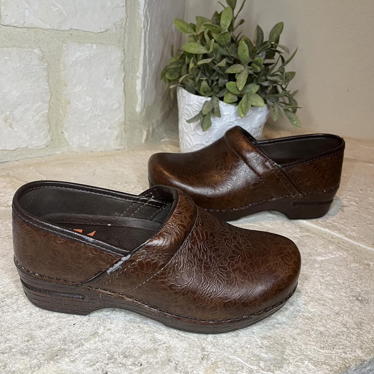 Dansko brown floral tooled online