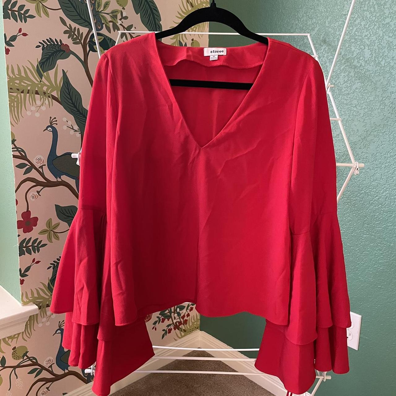 Red 2025 flowy blouse