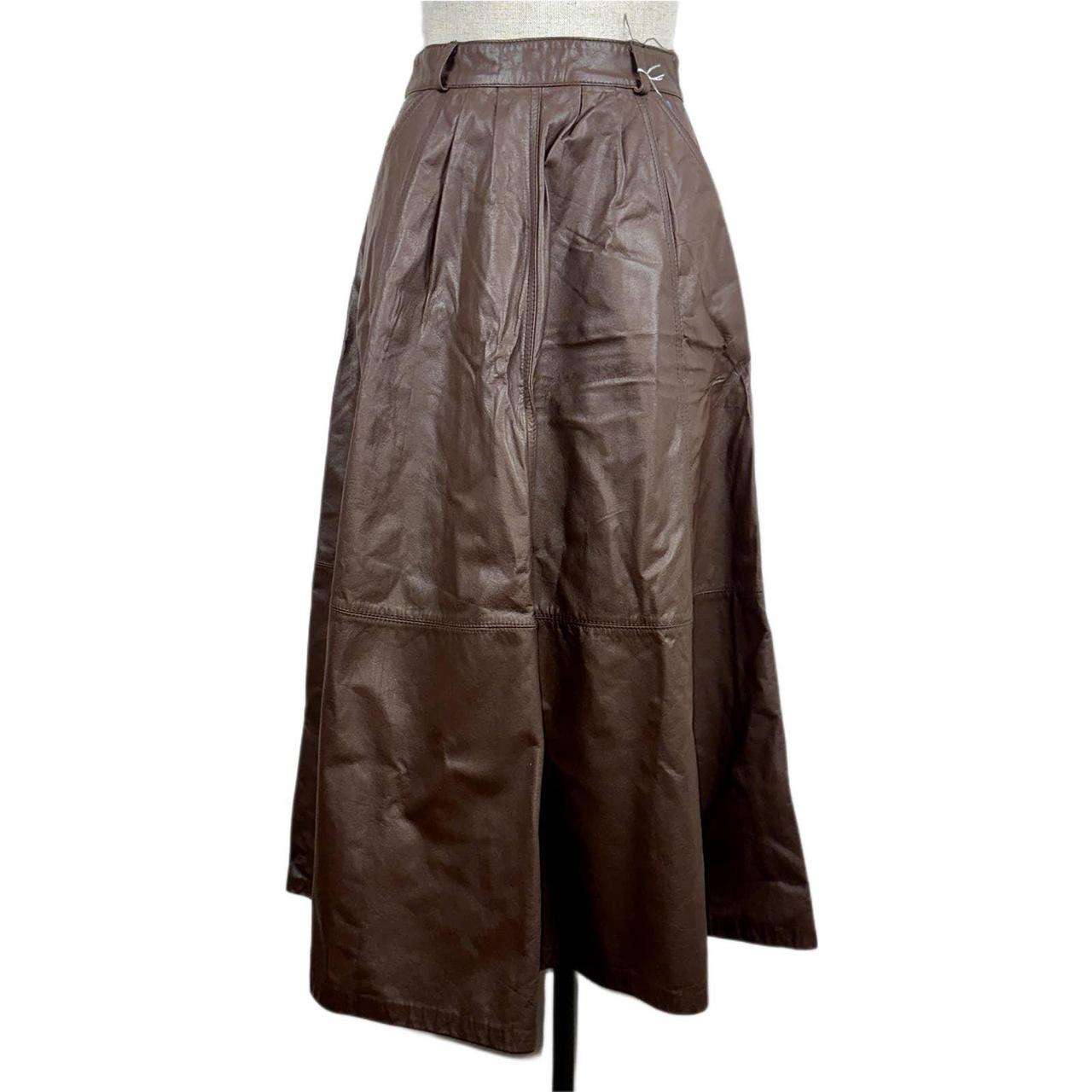 This stunning brown leather skirt is maxi length,... - Depop