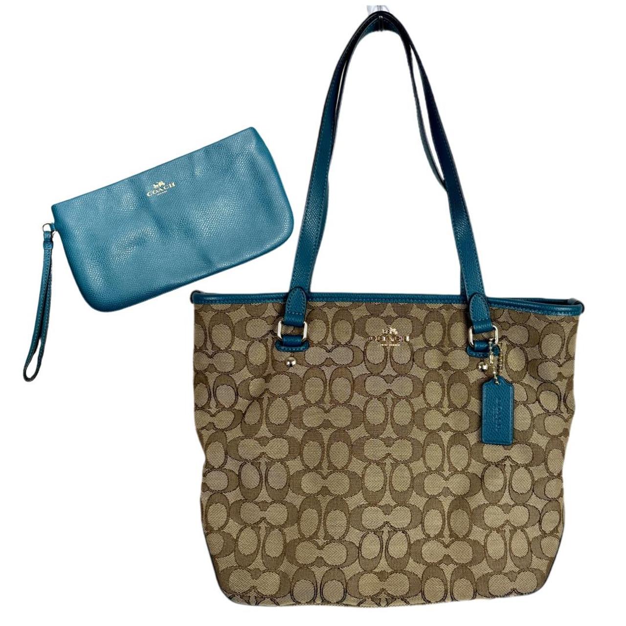 Blue and discount tan coach purse