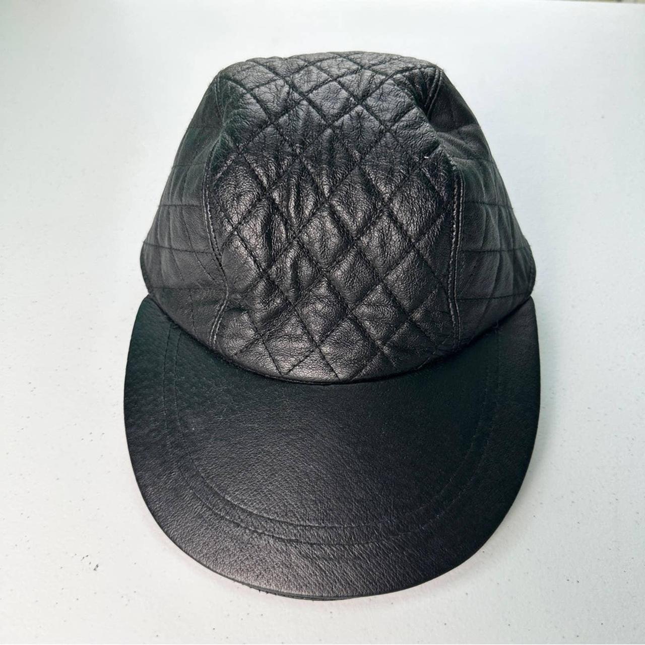 This quilted leather hat is a stunning example of... - Depop