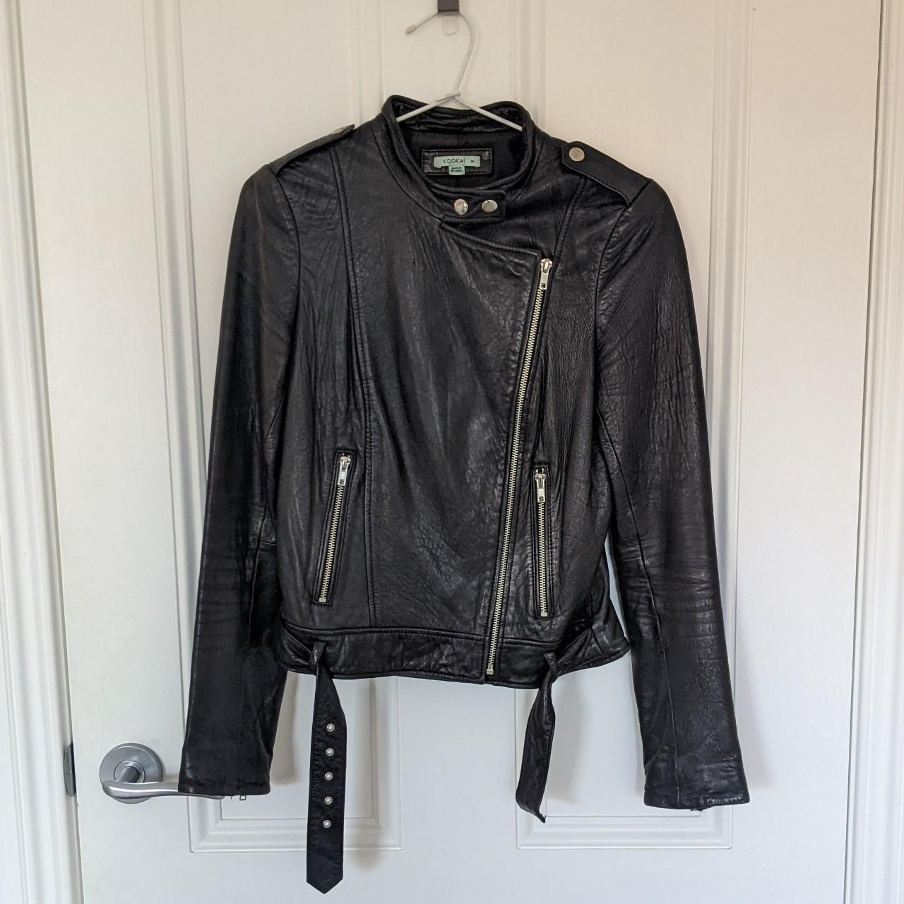 KOOKAI leather moto motor jacket with button up