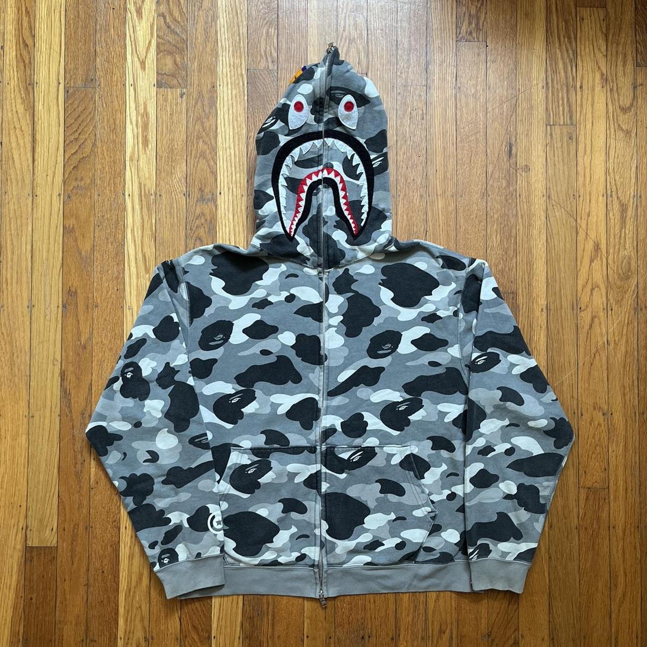 Bape shark hoodie deals grey camo