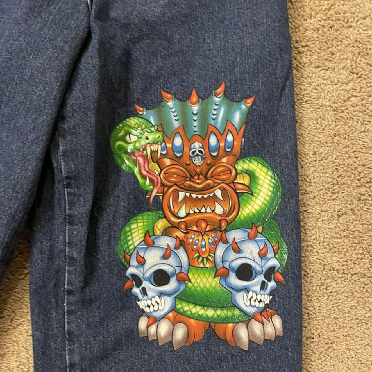 Vintage 90s y2k Jnco Jeans Rare Snake Tiki Head Graphic - Depop