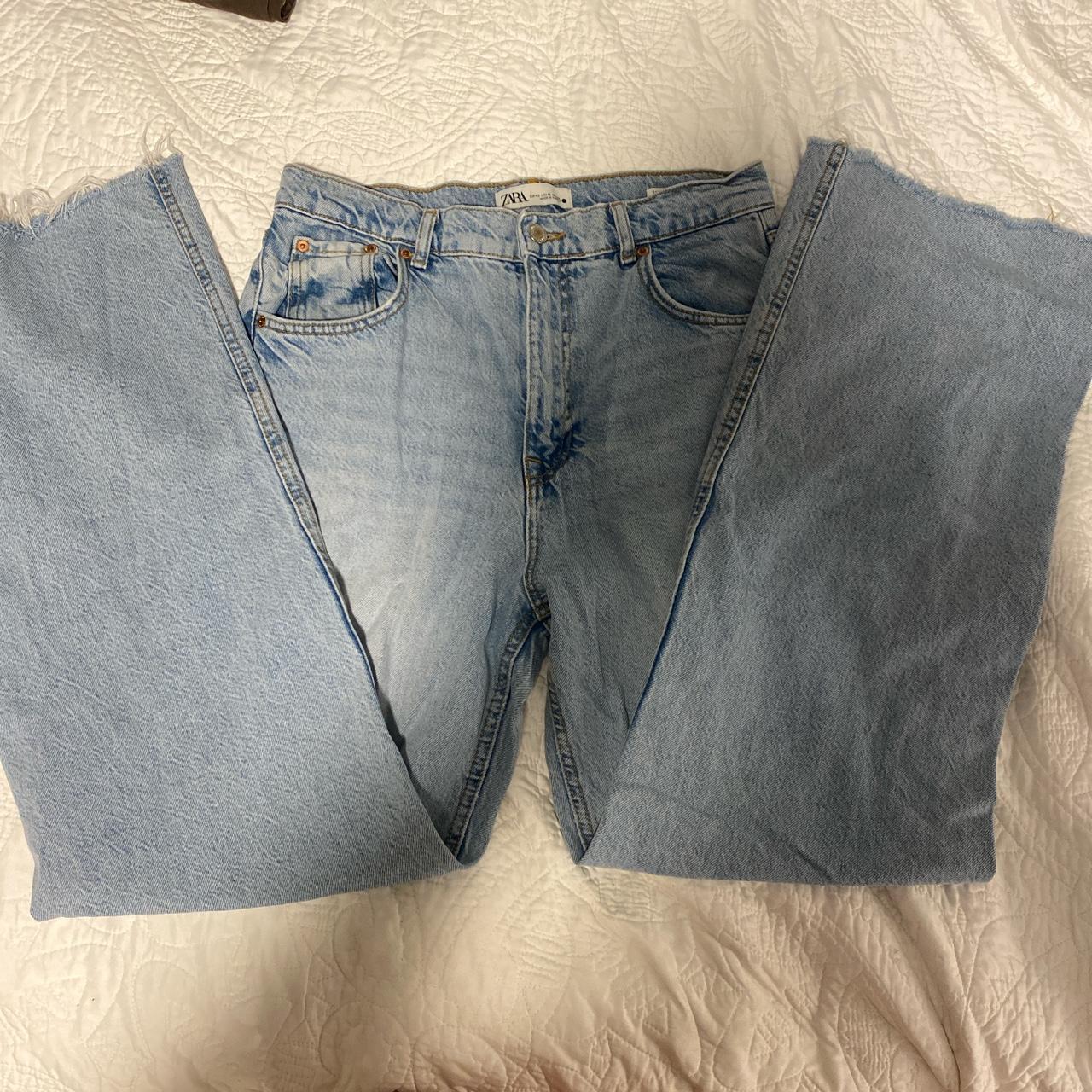 Zara 90 high waisted full length jeans in a light... Depop