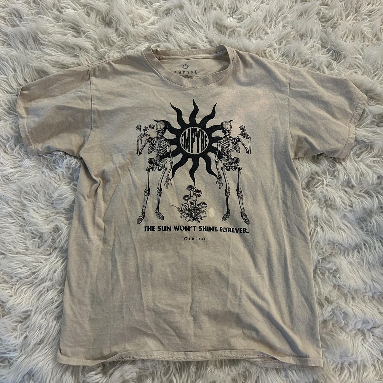 medium beige empyre tee, slight bleach stains, price... - Depop