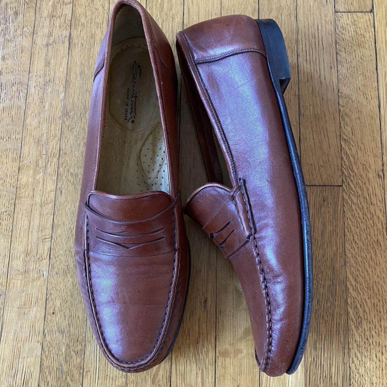 Santoni Men's Burgundy Loafers Depop