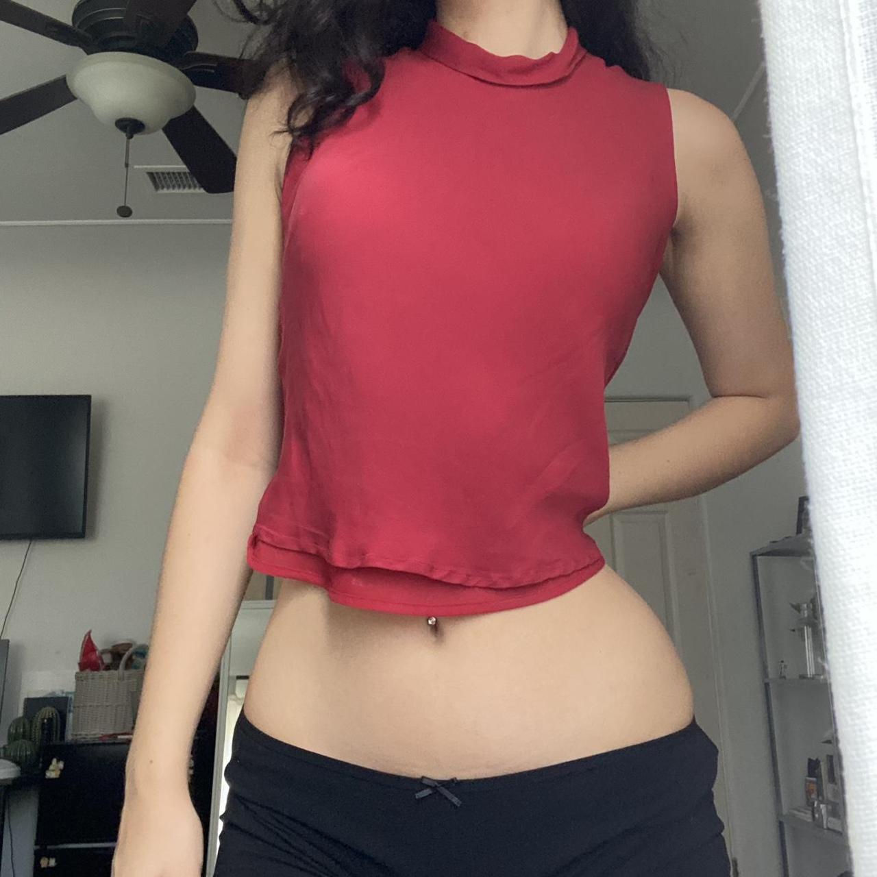 Red Flowy Top - Depop