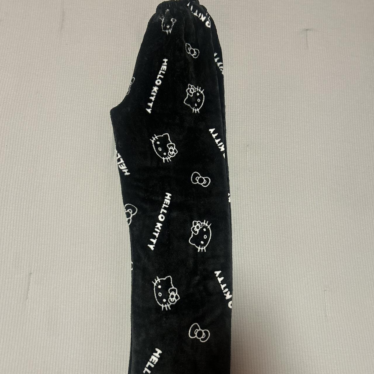 Black Hello Kitty fluffy sweatpants size xs s... Depop