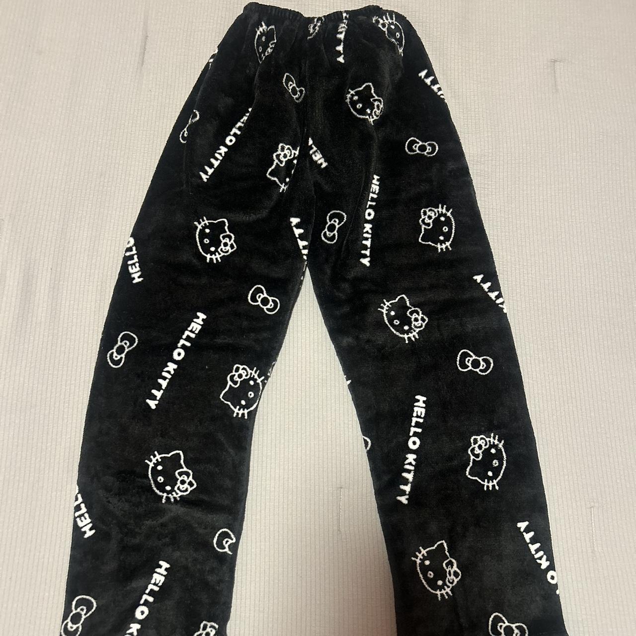 Black Hello Kitty fluffy sweatpants size xs s... Depop