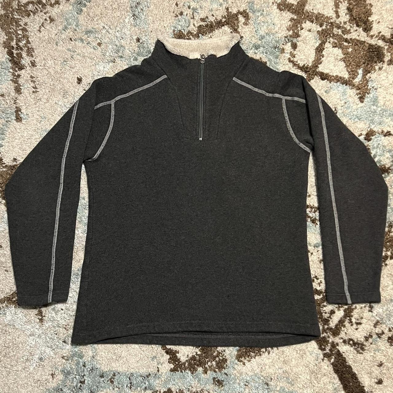 Kuhl Alfpaca Fleece Sweater Size L 1/4 Zip Grey... Depop