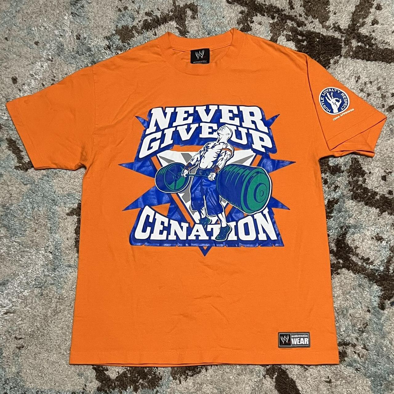 John Cena Youth Light Blue/Orange Never Give Up T-Shirt