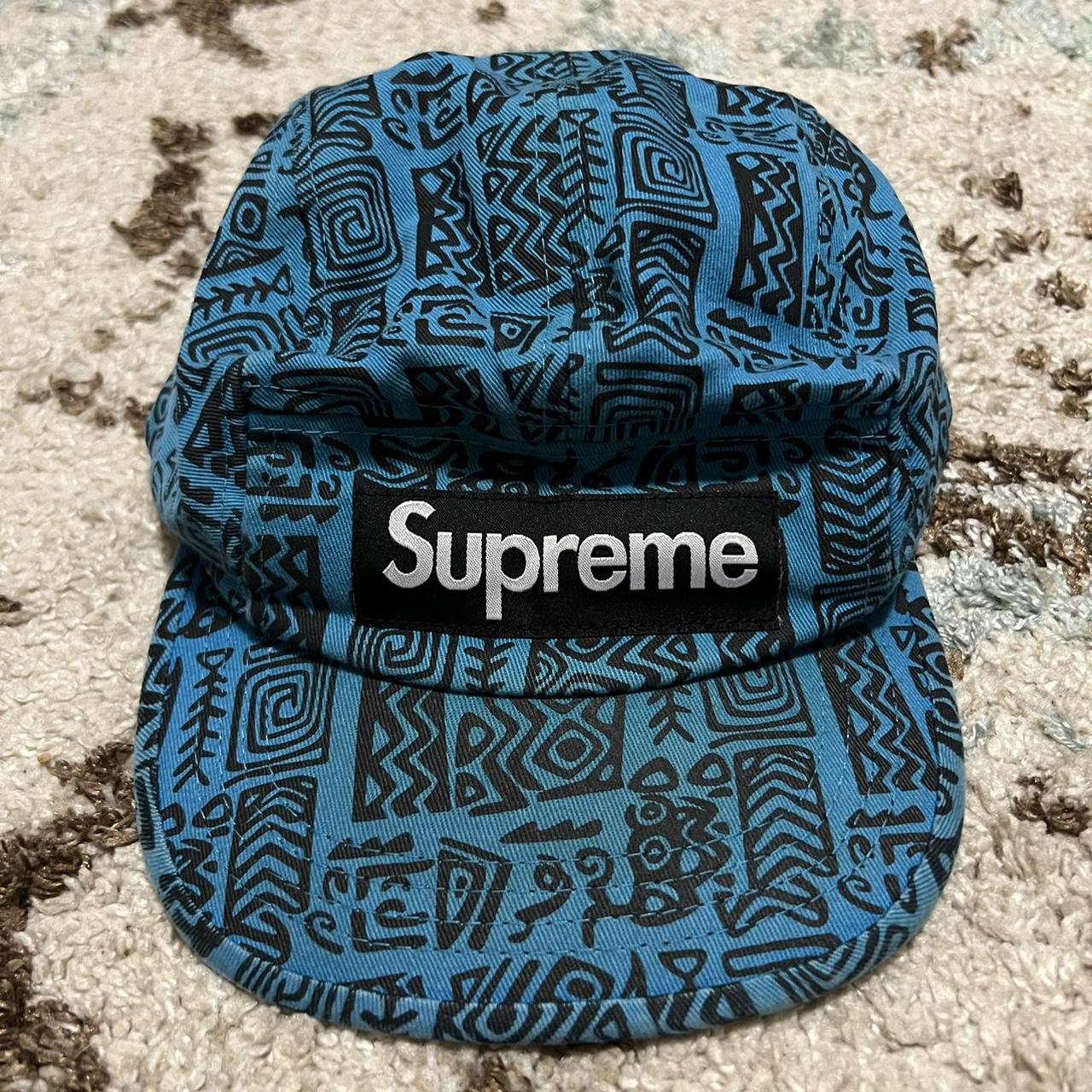 Supreme Blue Tribal Aztec Soft Bill Camp Cap Hat... - Depop